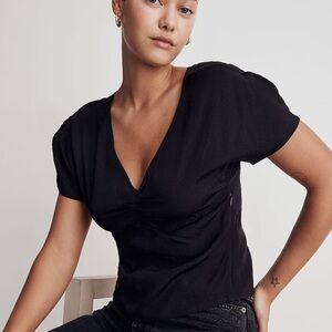 Madewell puff sleeve top floral jacquard